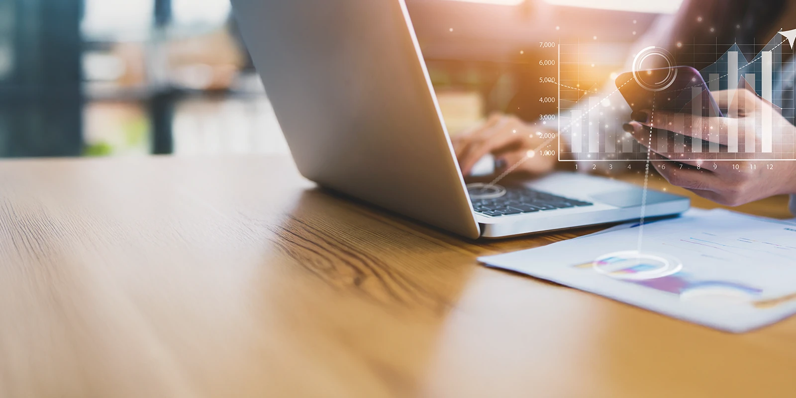 Business woman using AI on her laptop and smart phone