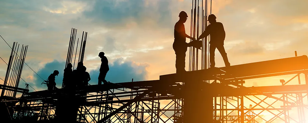 Construction workers working on a site