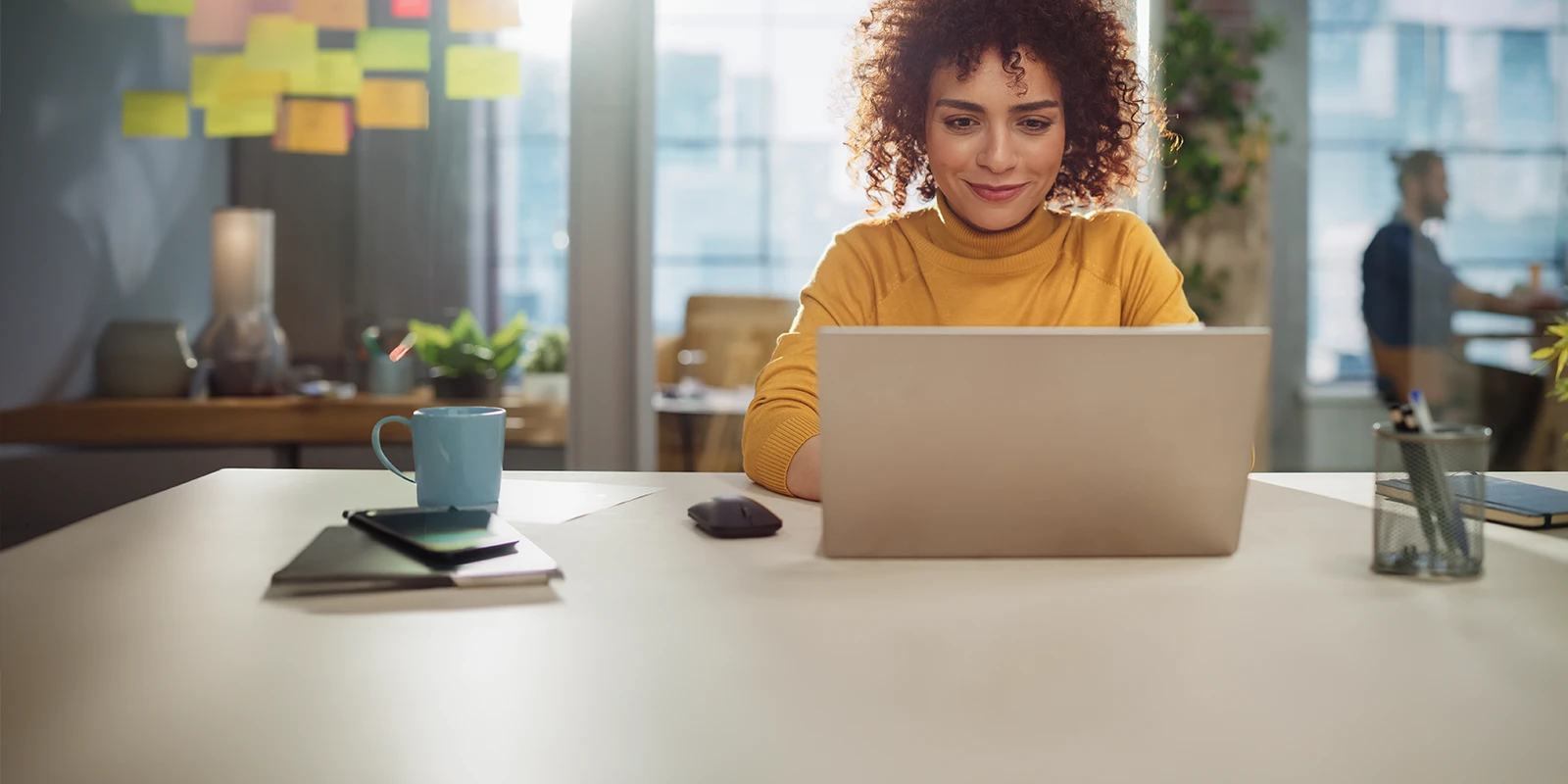 business woman working on a laptop