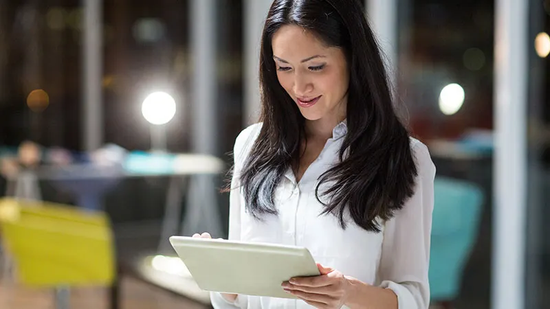 Woman holding tablet